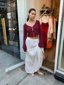 Fara Open Front Knit Top in Burgundy