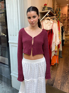 Fara Open Front Knit Top in Burgundy