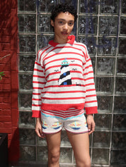 Splash Knitted Sweater in Red & White