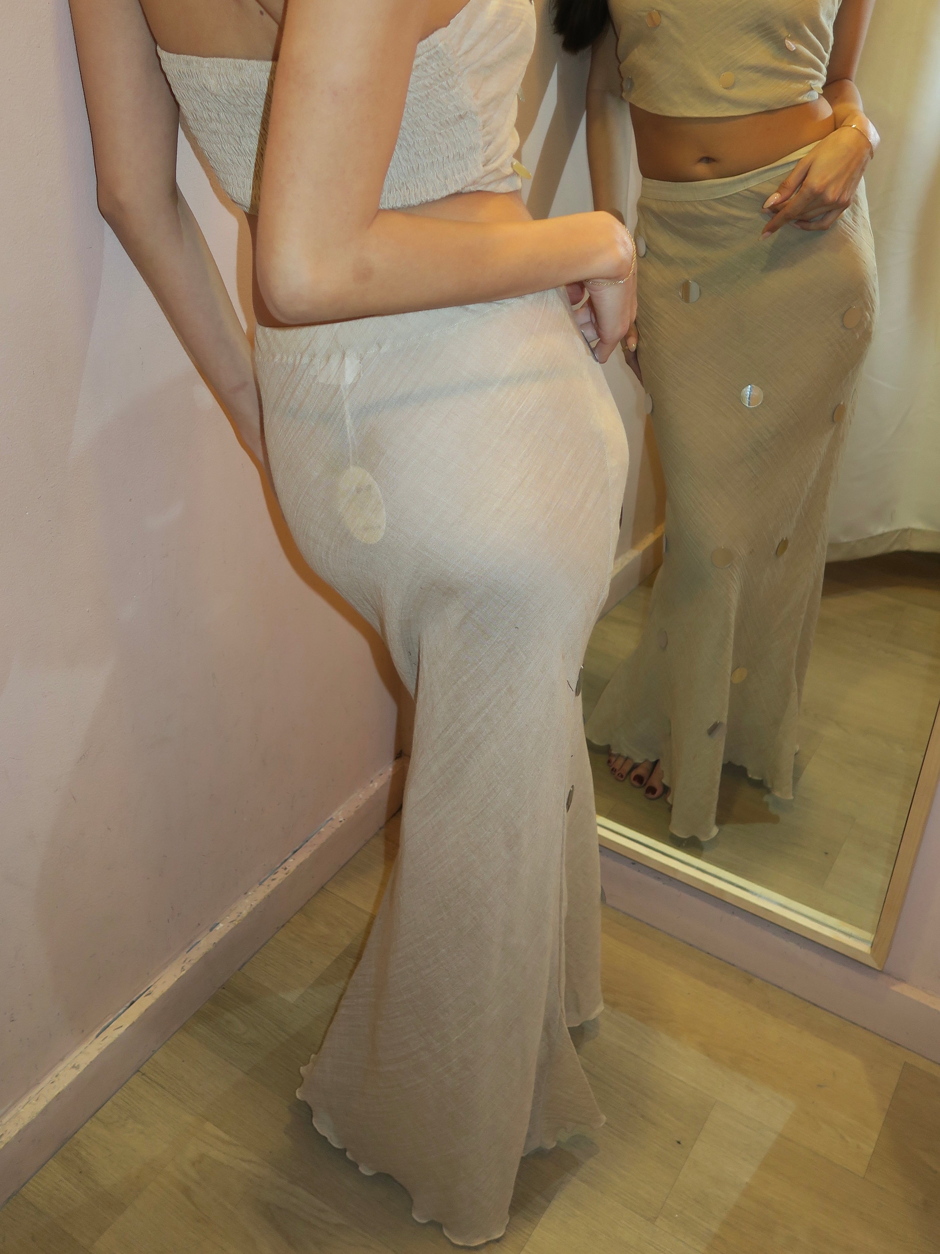 Cathedral Maxi Skirt in Sand Sequin