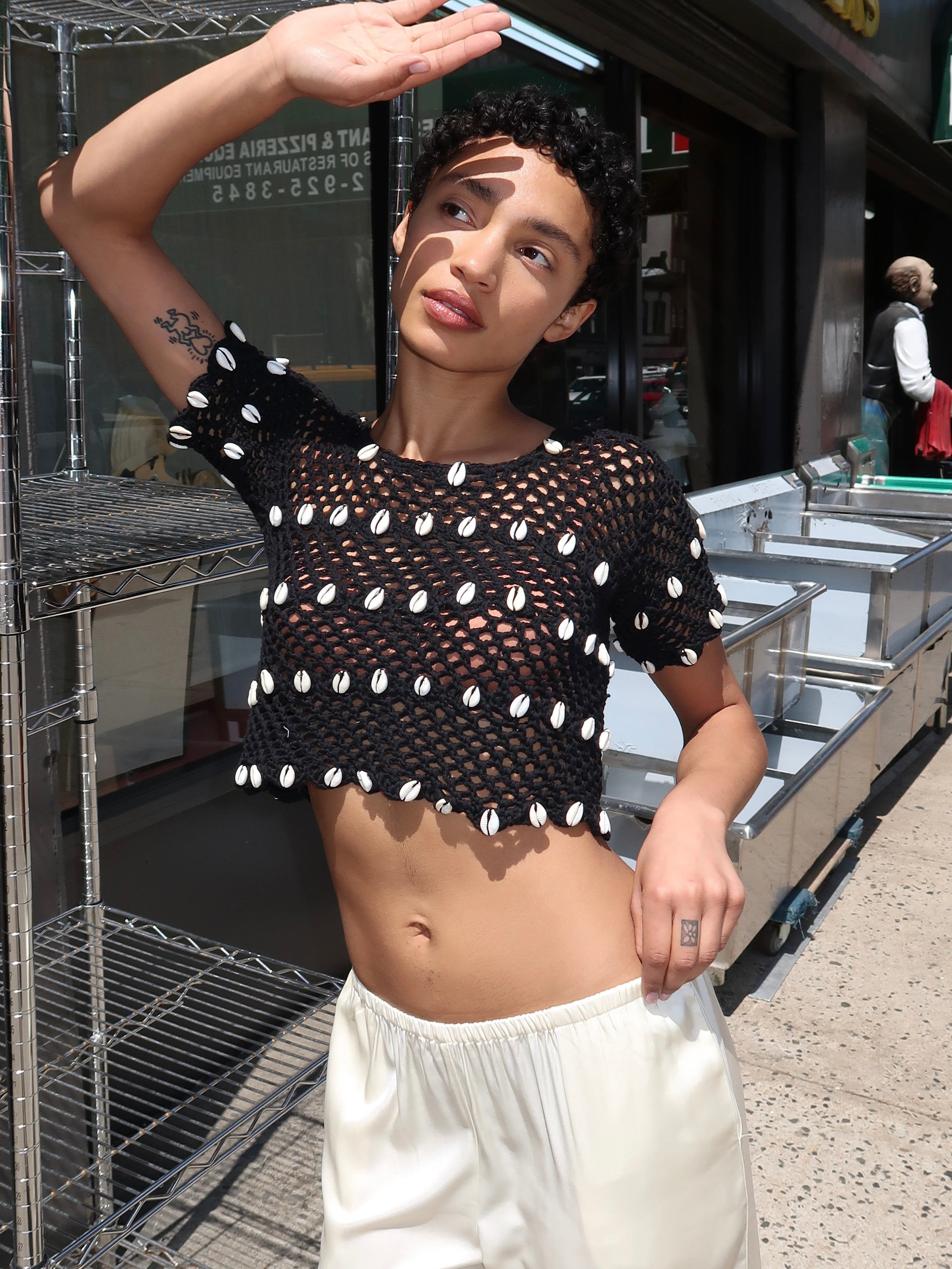 Nola Crochet Top in Black