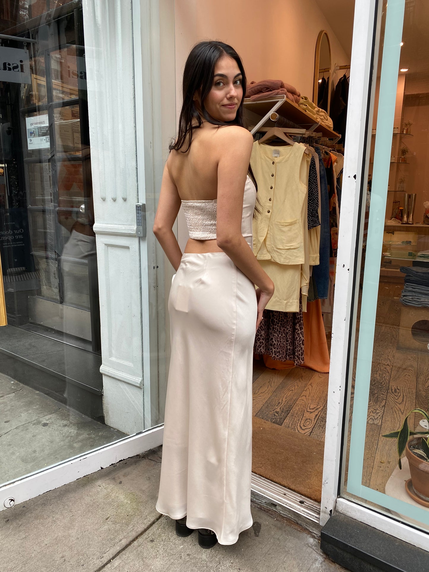 90's Bias Maxi Skirt in Champagne