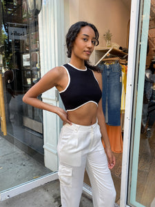 Chantria Cropped Tank in Black Cream