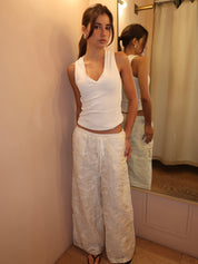 Playa Drawstring Silk Pants in Milk