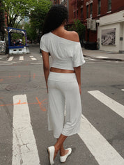 Saro Gaucho Pant in Heather White