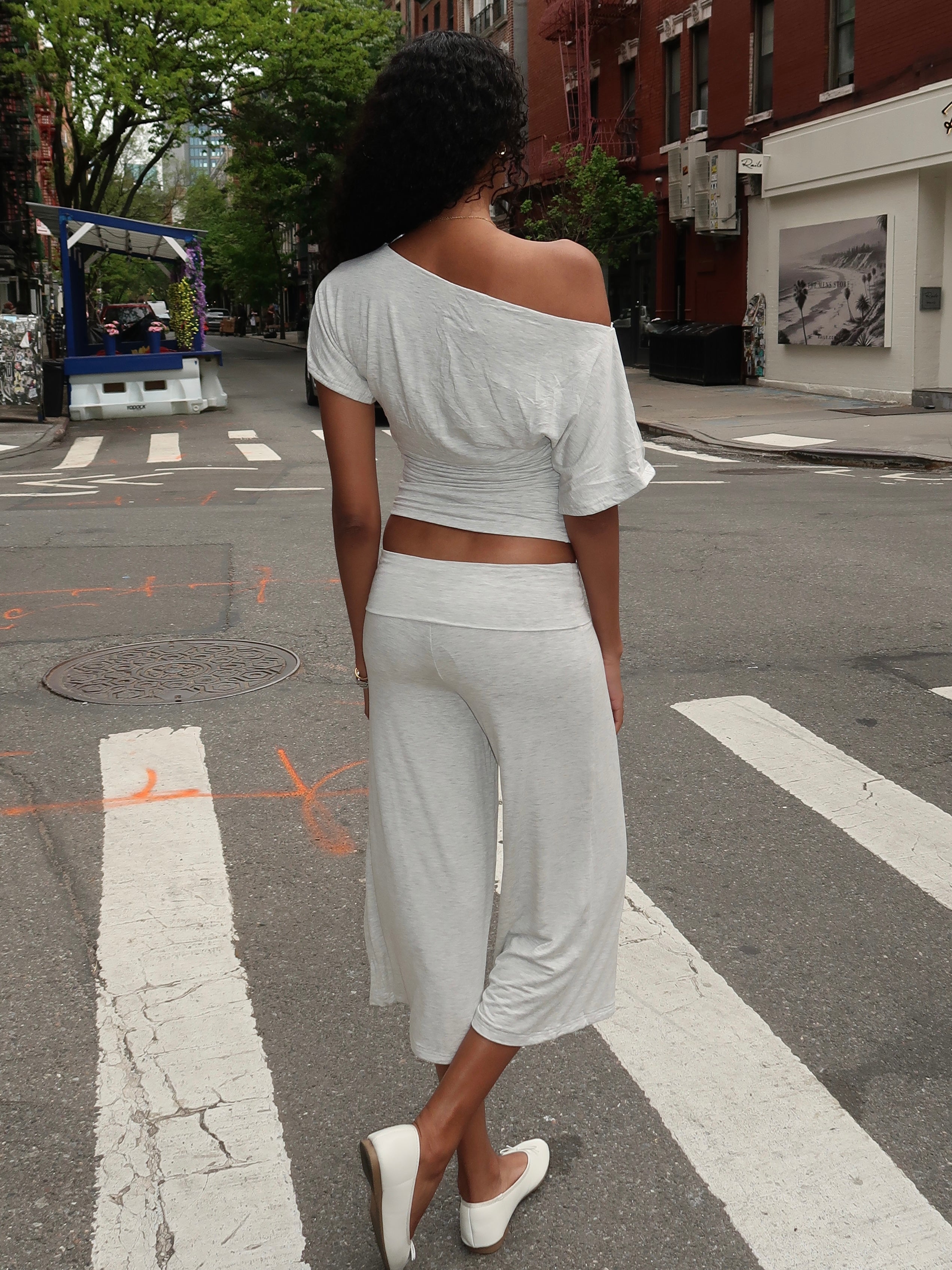 Saro Gaucho Pant in Heather White