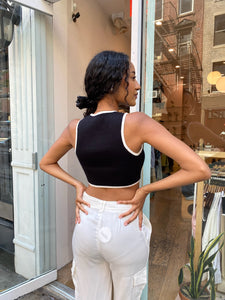 Chantria Cropped Tank in Black Cream