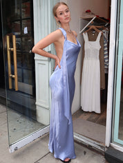 Angelyne Drape Maxi Dress in Periwinkle Blue