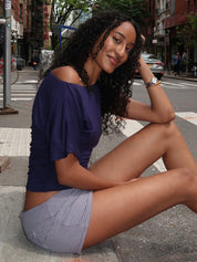 Rayae Asym Short Sleeve in Navy