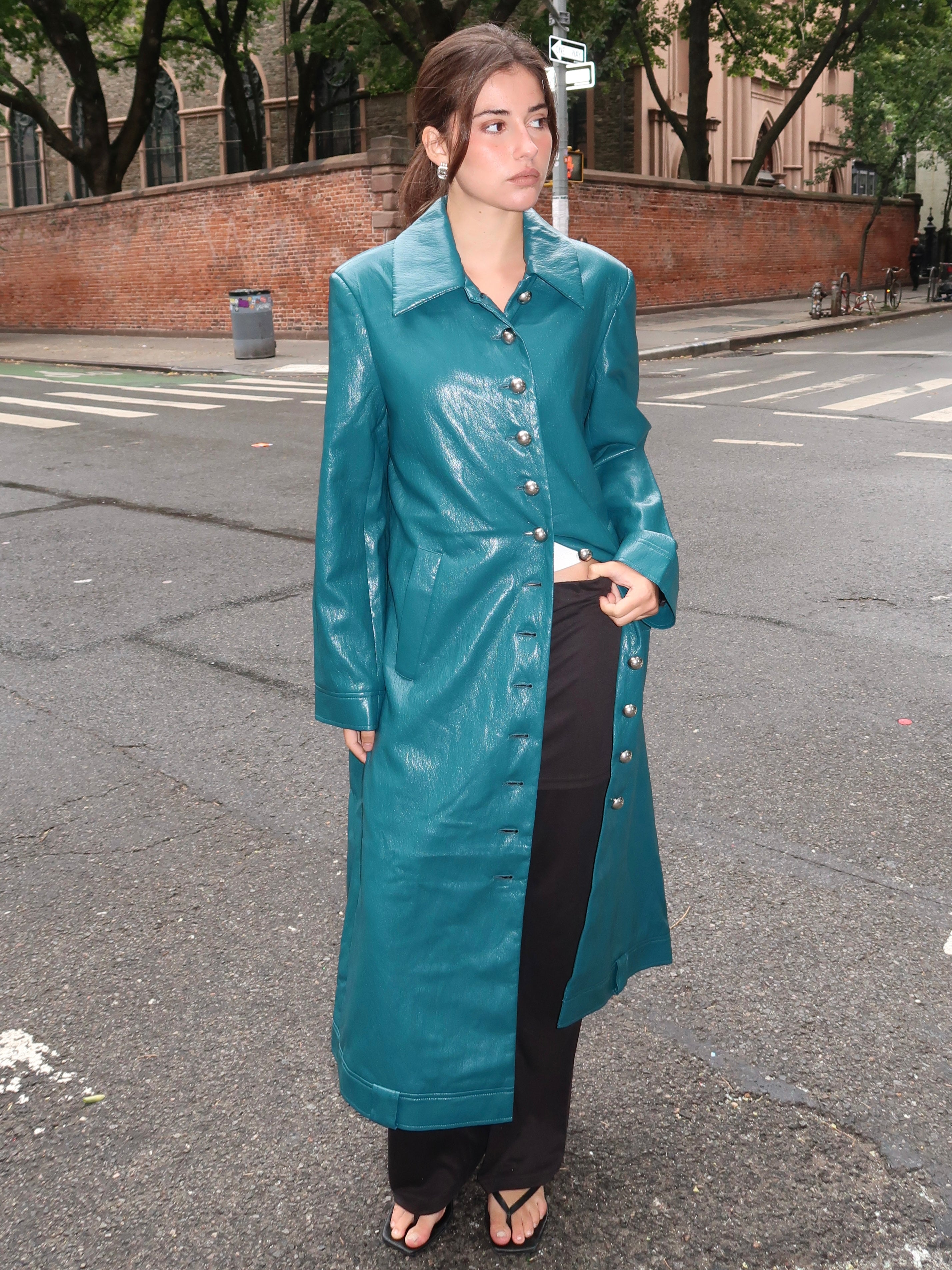 Brixton Teal Green Long Coat