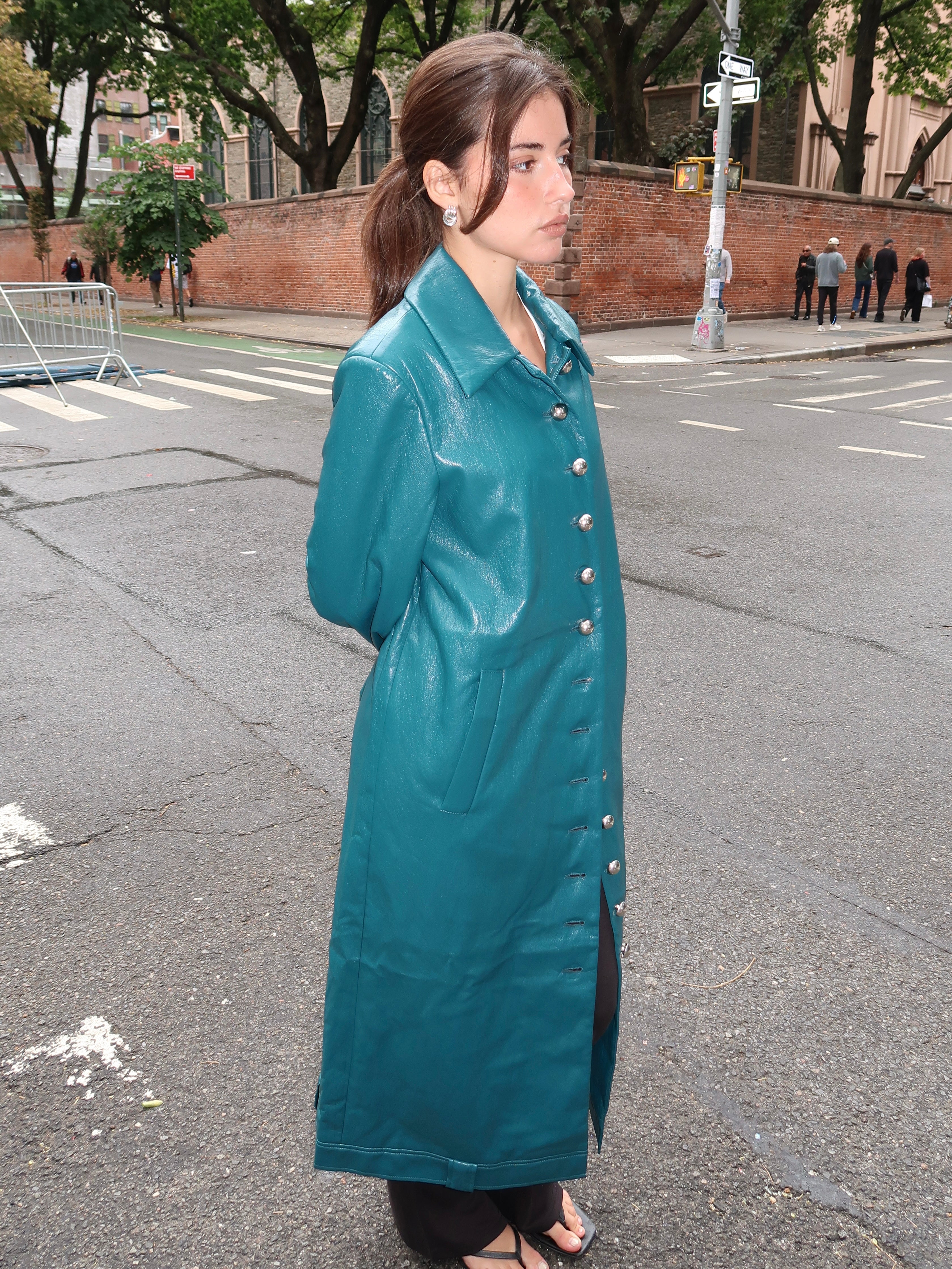 Brixton Teal Green Long Coat