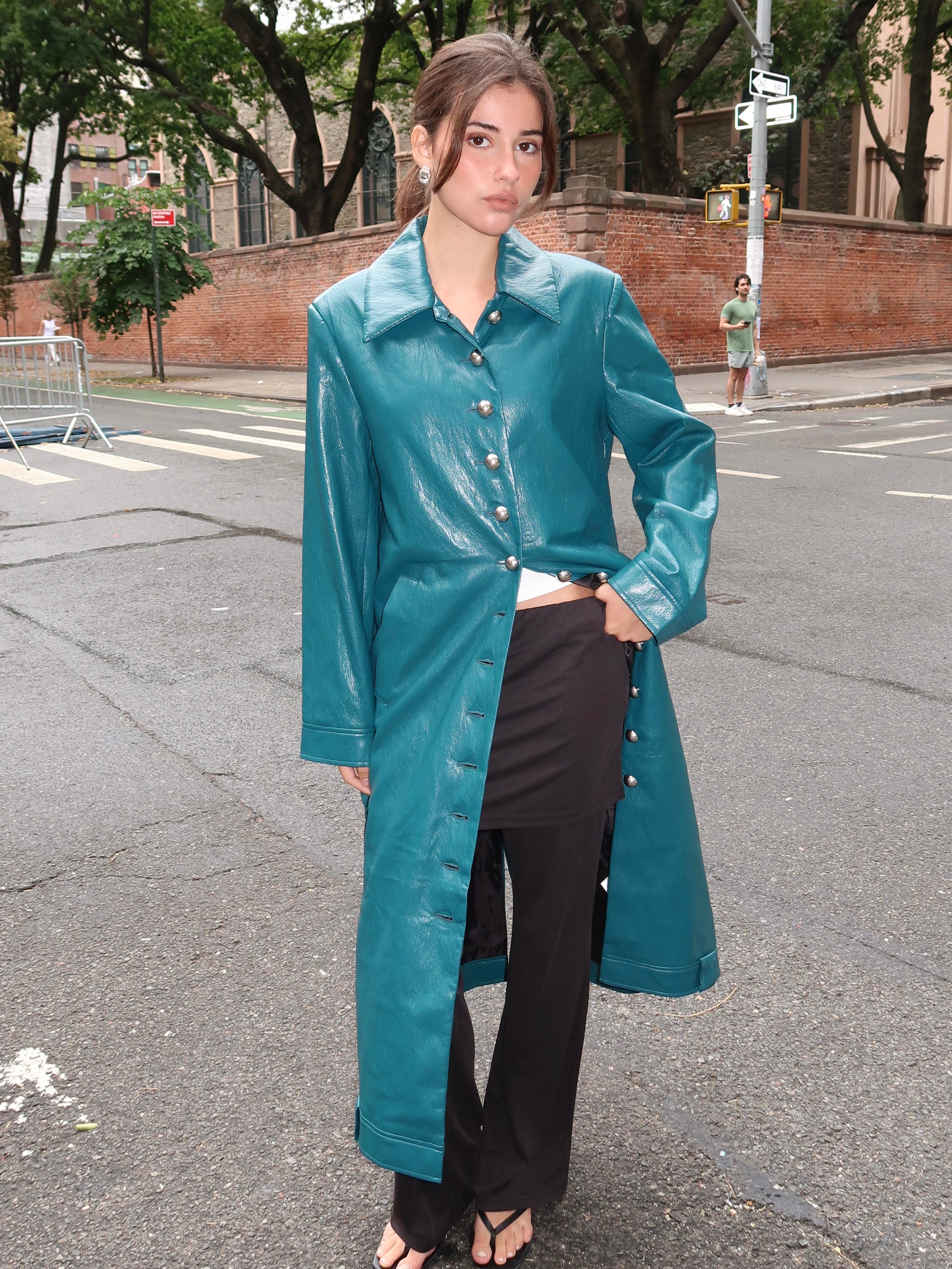 Brixton Teal Green Long Coat