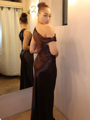 Sol Asym Dress in Dark Chocolate
