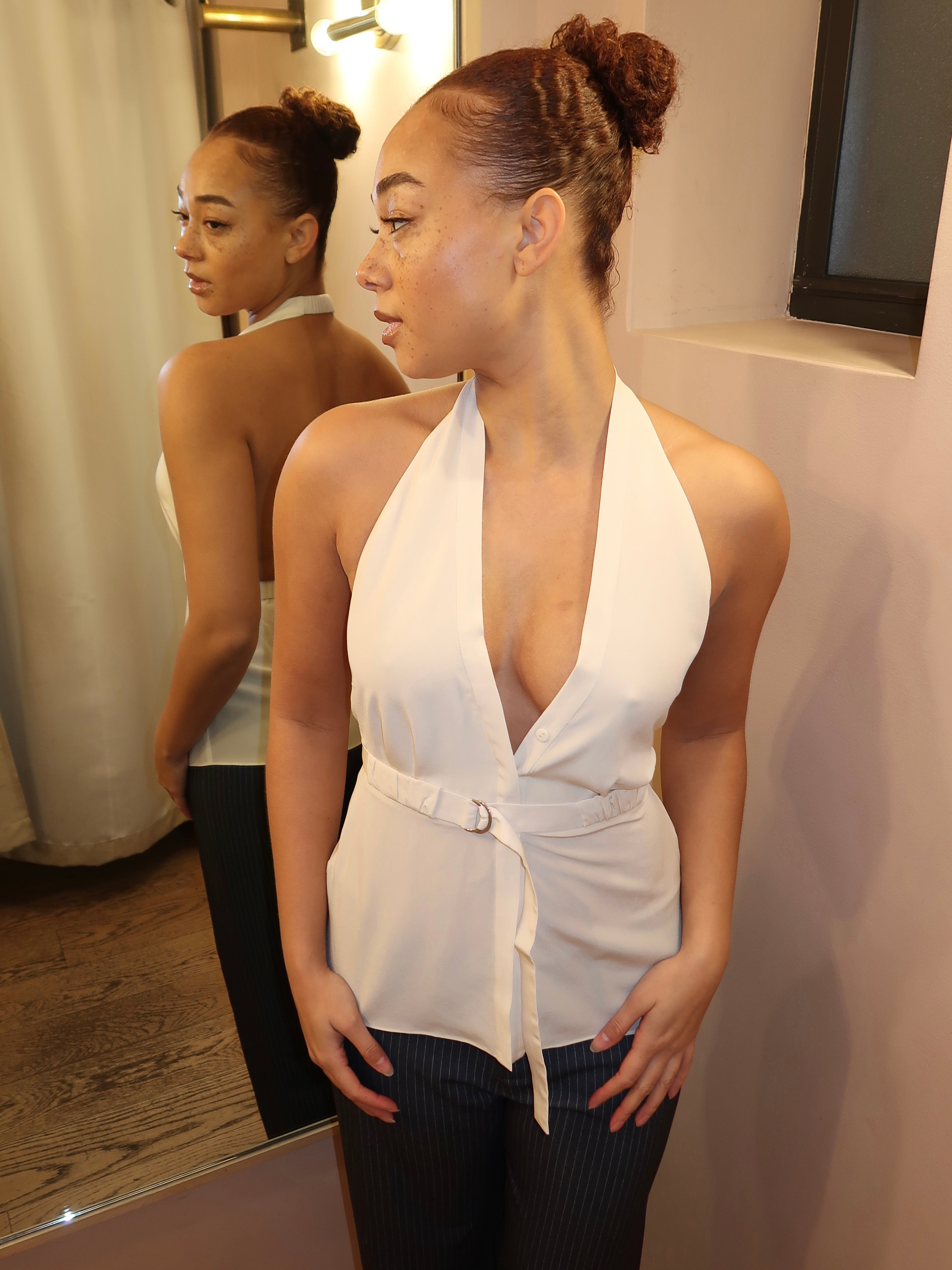 Lora Halter Top in Ivory