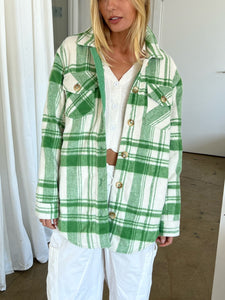 Johnny Plaid Top in Green Ivory Check