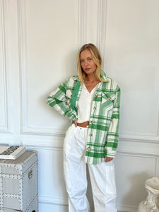 Johnny Plaid Top in Green Ivory Check