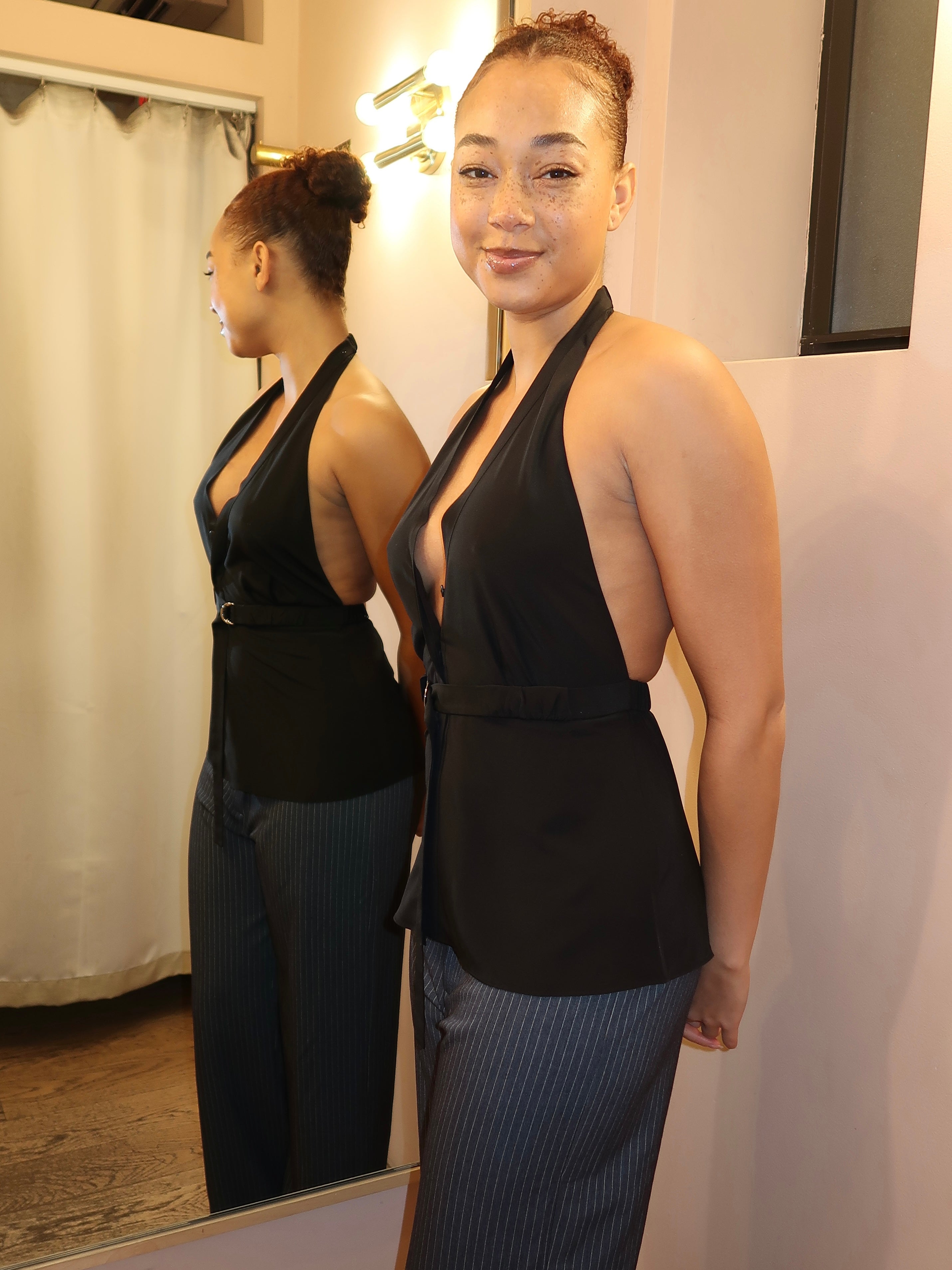 Lora Halter Top in Black