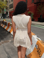 Marona Cotton Mini Dress in Beige Melange