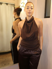 Lucie Halter Top in Dark Chocolate