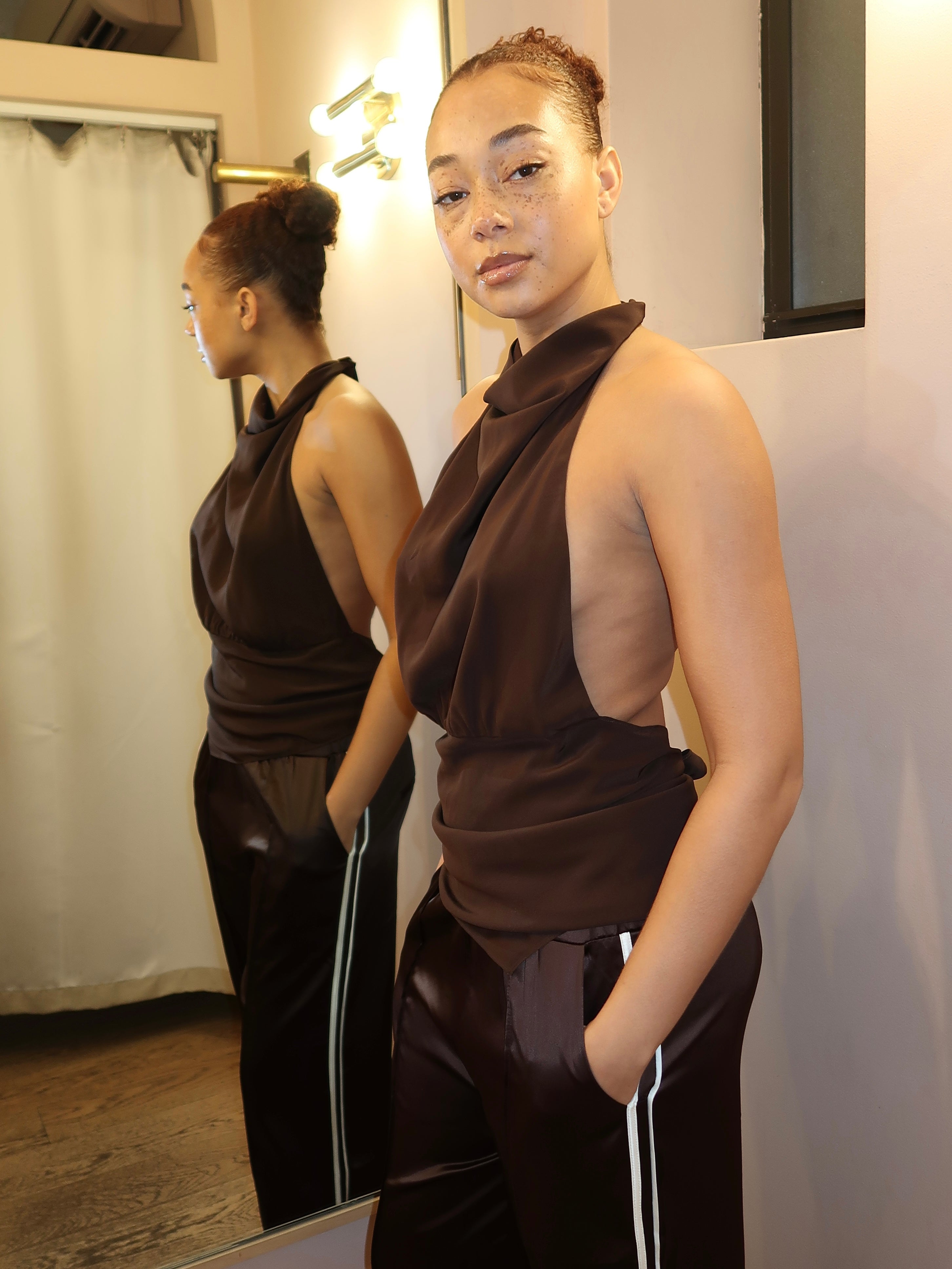 Lucie Halter Top in Dark Chocolate