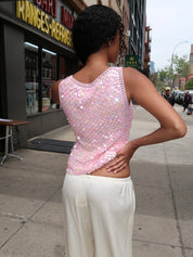 Casper Sequin Top in Pink