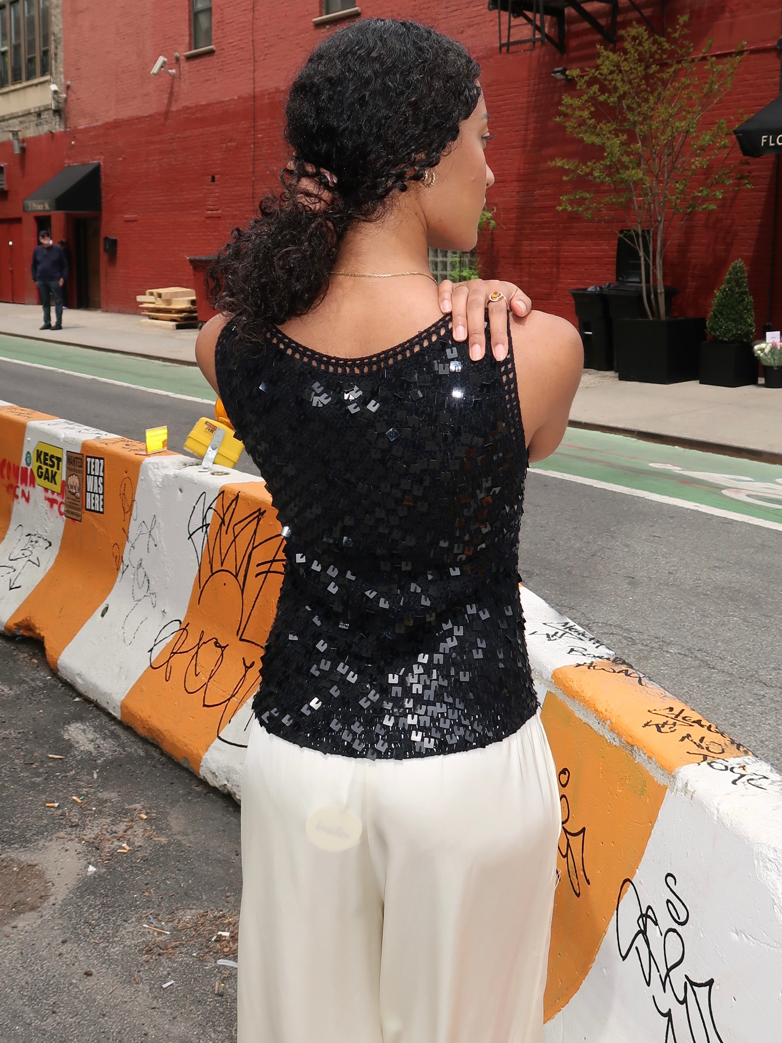 Casper Sequin Top in Black
