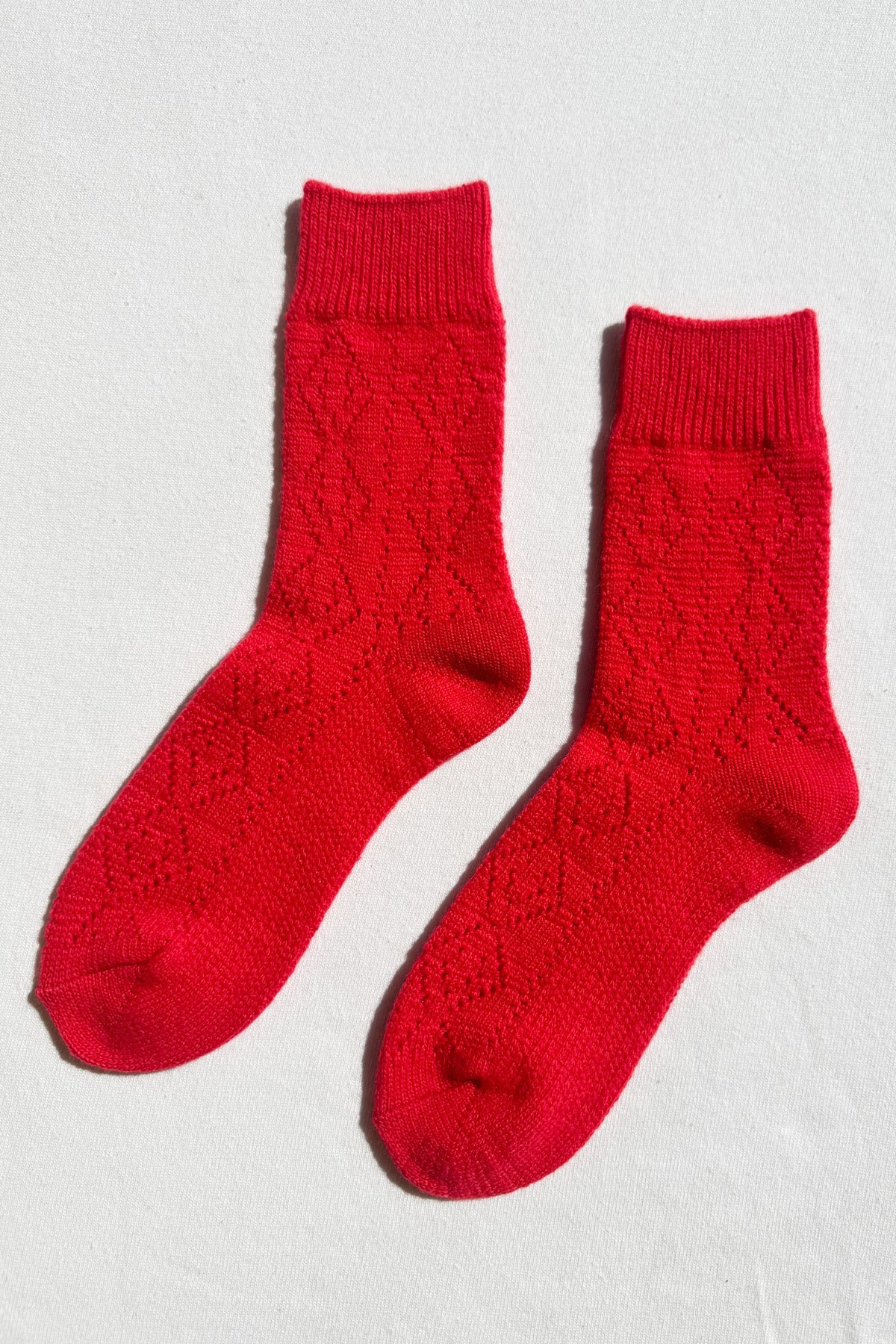 Cashmere Pointelle Socks in Red