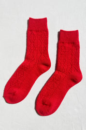 Cashmere Pointelle Socks in Red