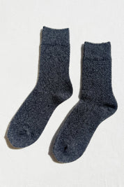 Cashmere Pointelle Socks in Charcoal