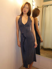 Cascade Dress in Navy