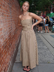 Vera Maxi Dress in Carmen Stripe Sand Cedar