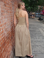 Vera Maxi Dress in Carmen Stripe Sand Cedar