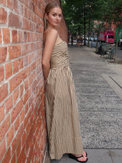 Vera Maxi Dress in Carmen Stripe Sand Cedar