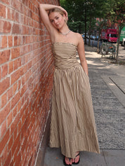 Vera Maxi Dress in Carmen Stripe Sand Cedar