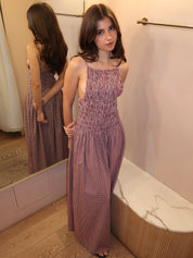 Laia Maxi Dress in Gingham Deep Red