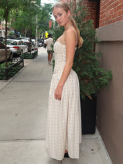 Mira Maxi Dress in Flor Check Antique White
