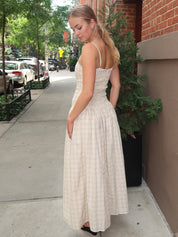 Mira Maxi Dress in Flor Check Antique White