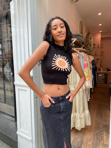 Sun Knit Tank  in Black