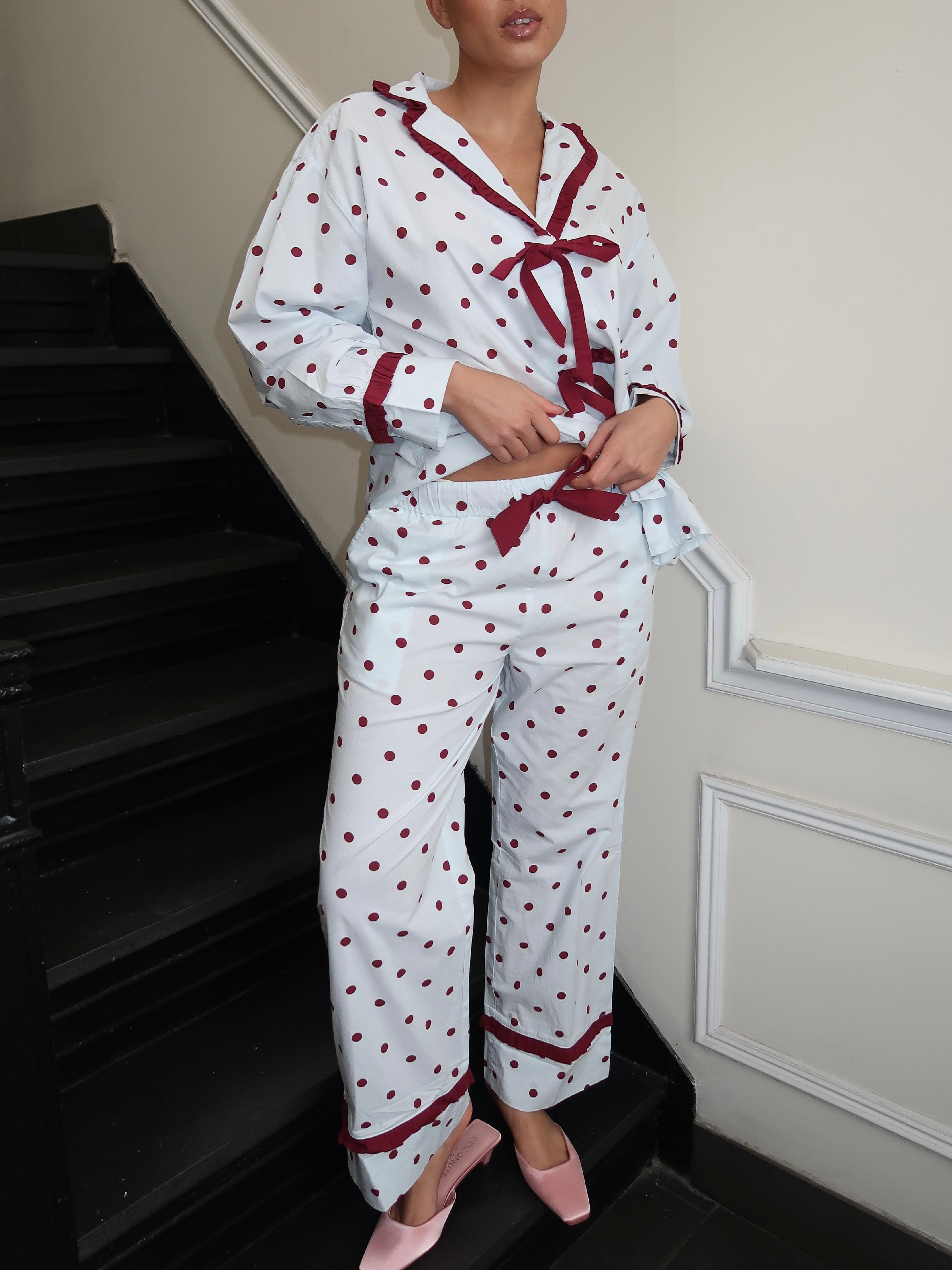 Antonella PJ Set in Polka Dot Blue