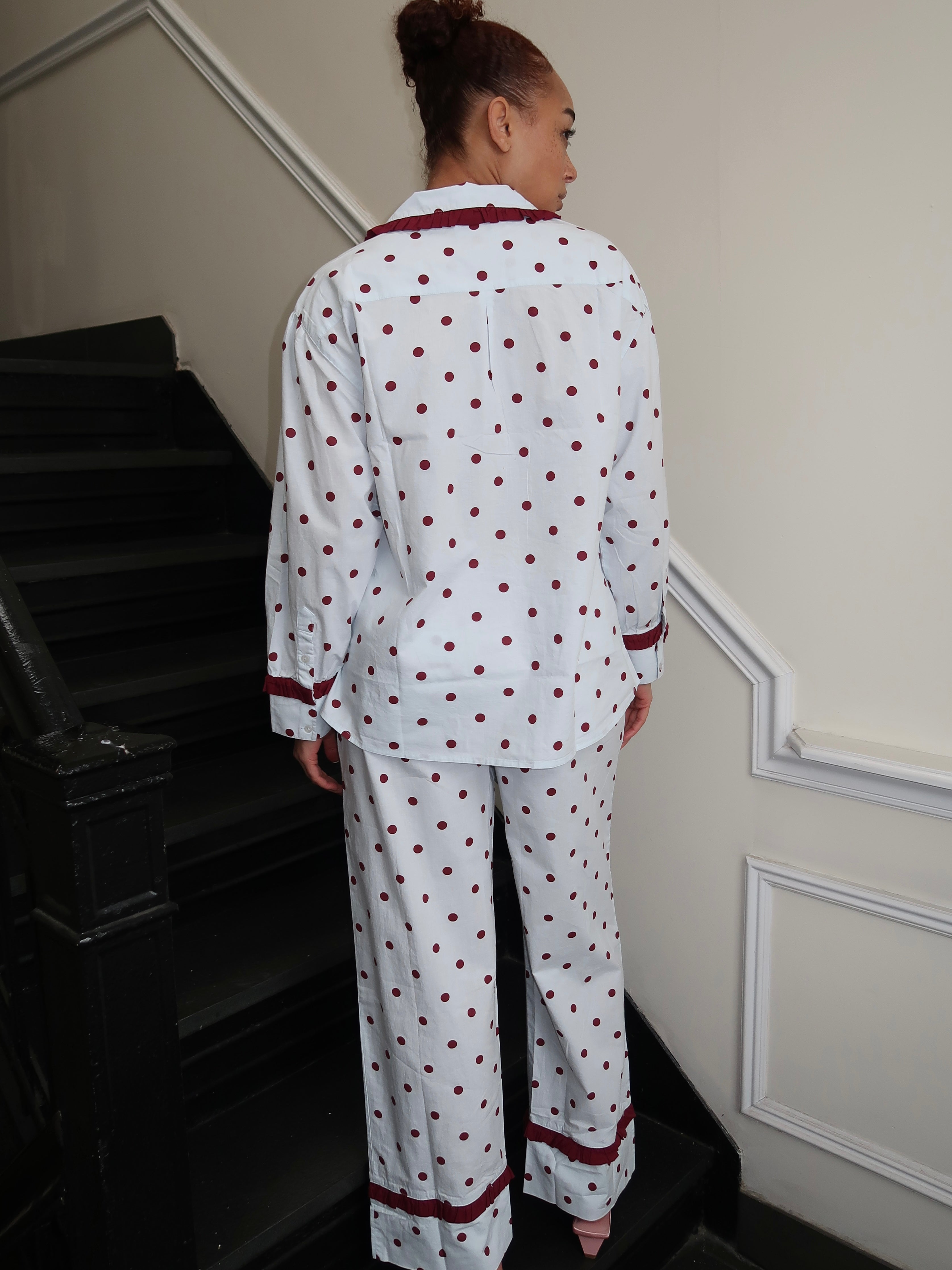 Antonella PJ Set in Polka Dot Blue