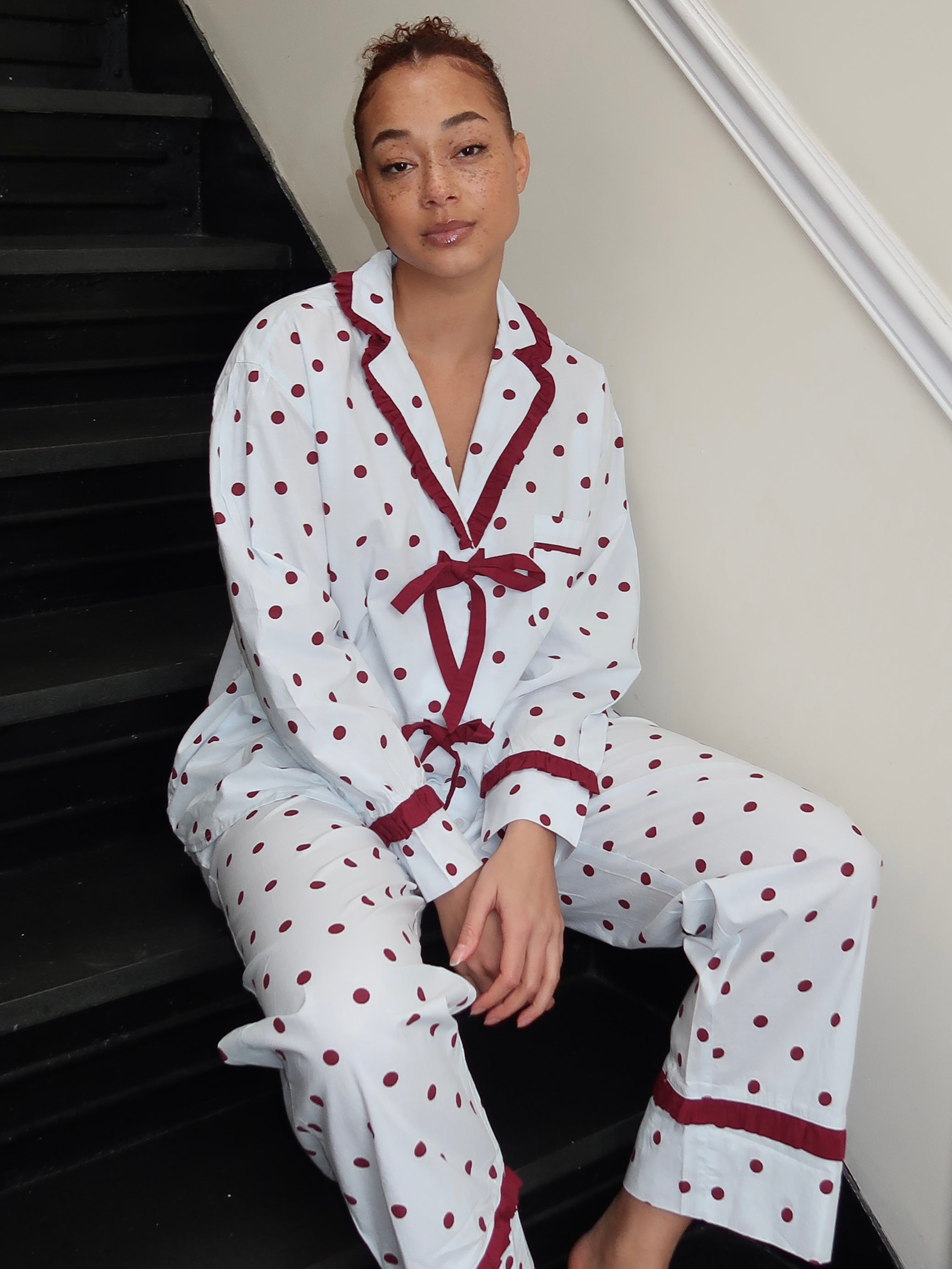 Antonella PJ Set in Polka Dot Blue