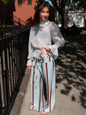 Tashi Turquoise Striped Flow Pants