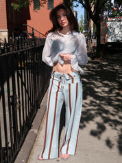 Tashi Turquoise Striped Flow Pants