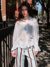 Naelia Light Blue Ruched Shirt