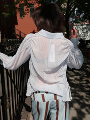 Naelia Light Blue Ruched Shirt