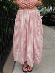 Cales Skirt in Paloma Check Cinnamon White