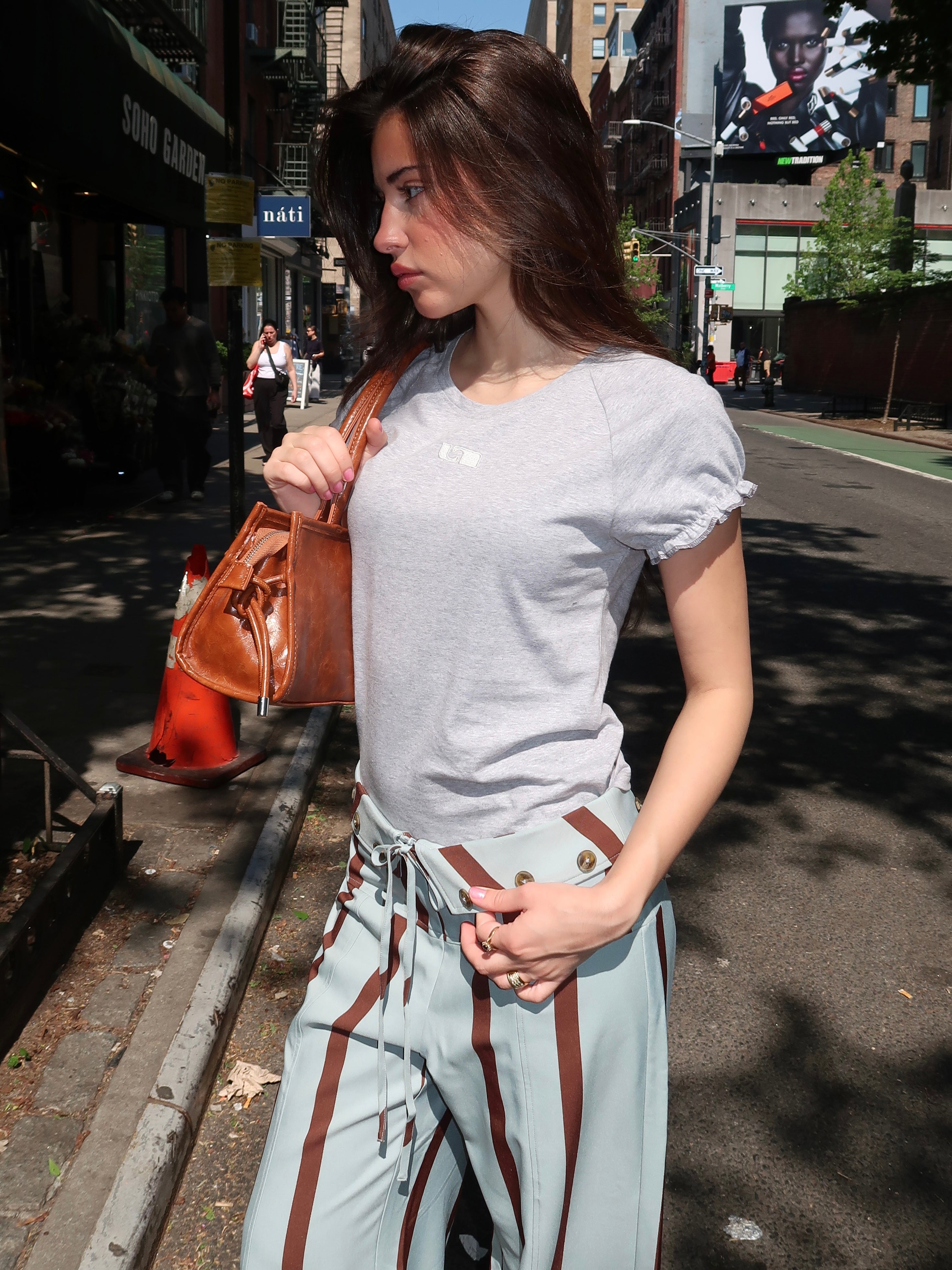 Zaira Grey Embroidered Logo T-Shirt