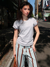 Zaira Grey Embroidered Logo T-Shirt