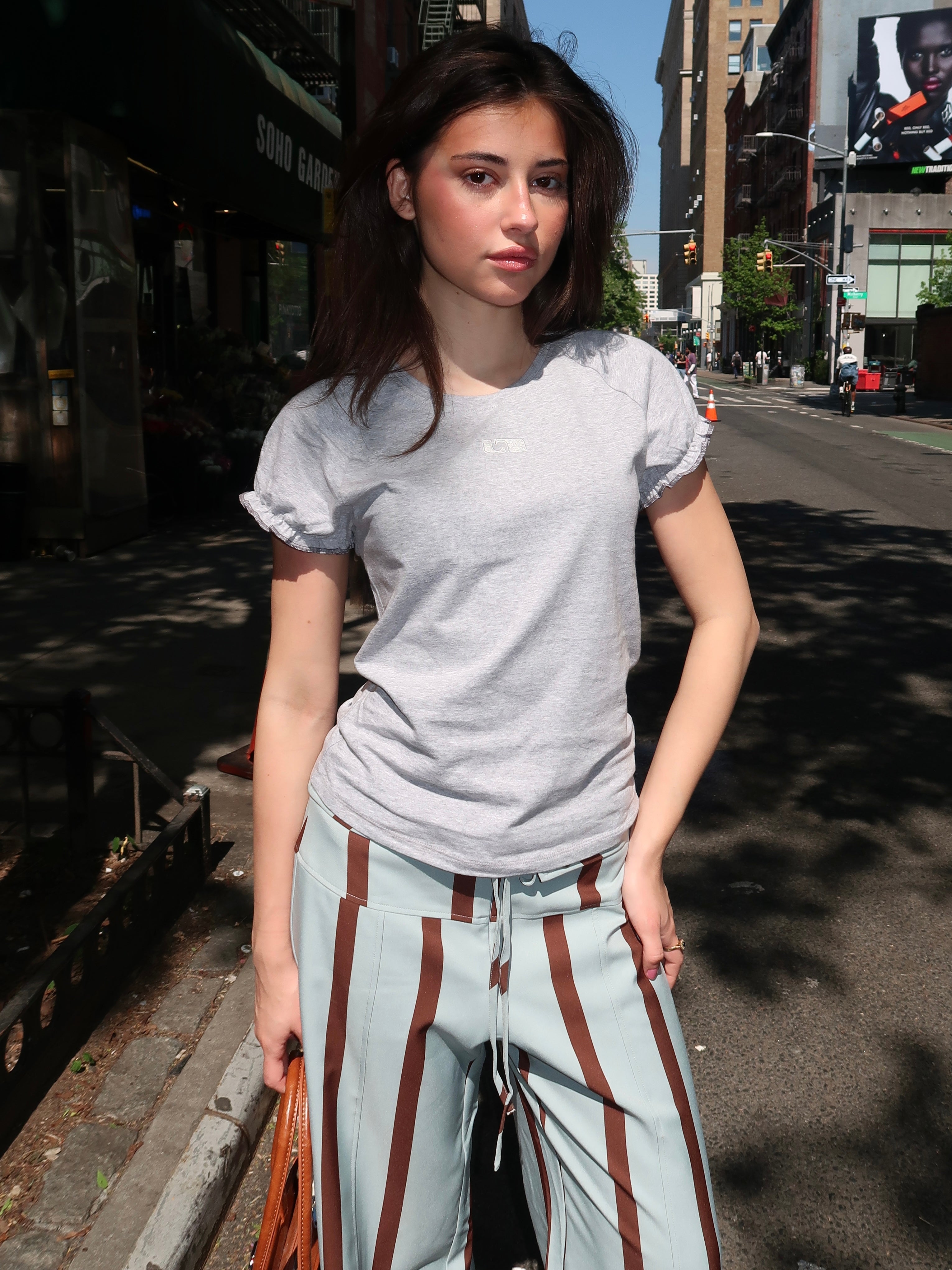Zaira Grey Embroidered Logo T-Shirt