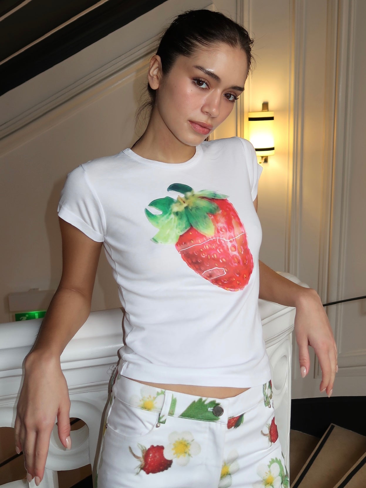 Strawberry Baby Tee in White